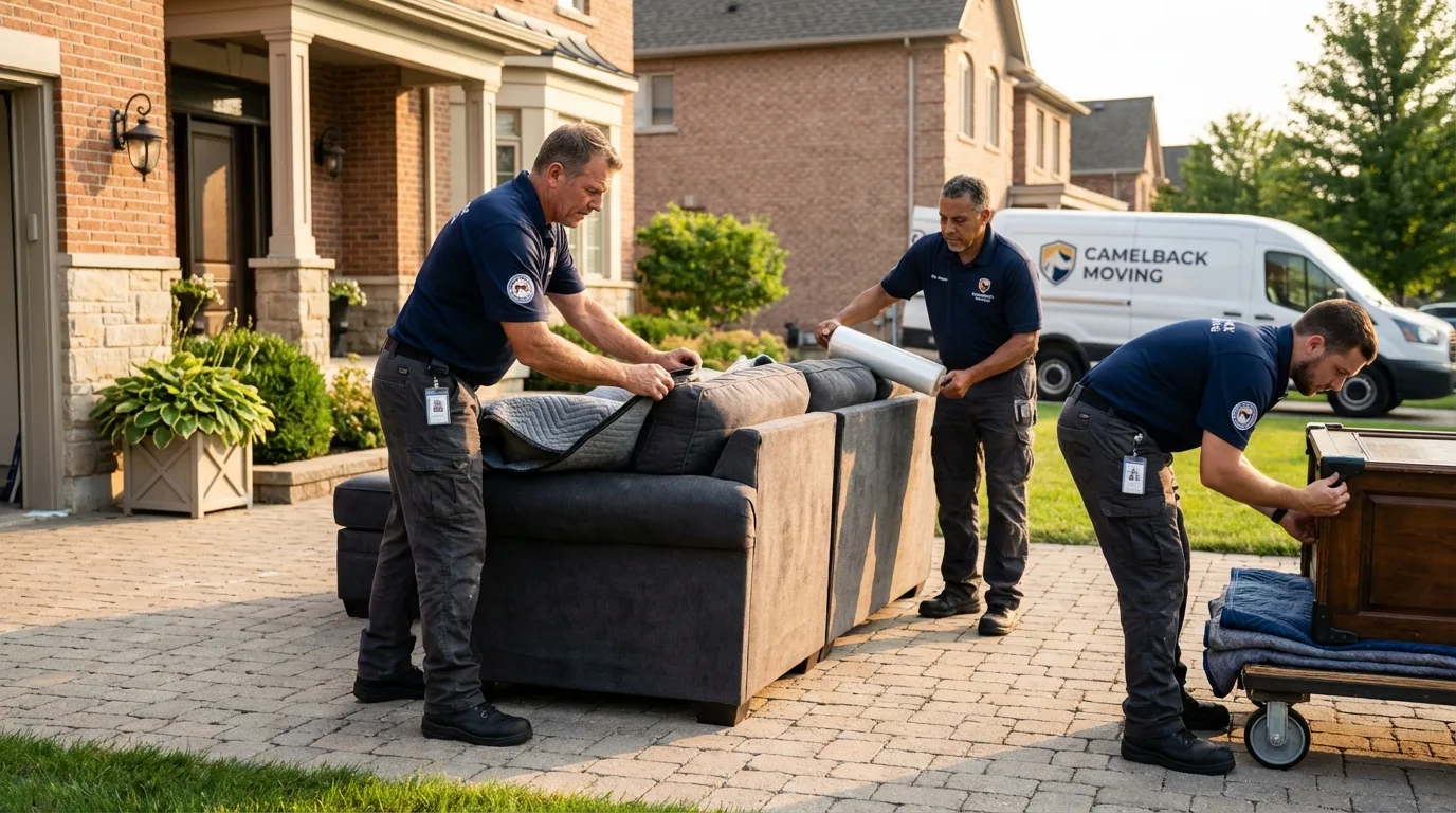Large estate moving crew wrapping furniture in Savoy, IL